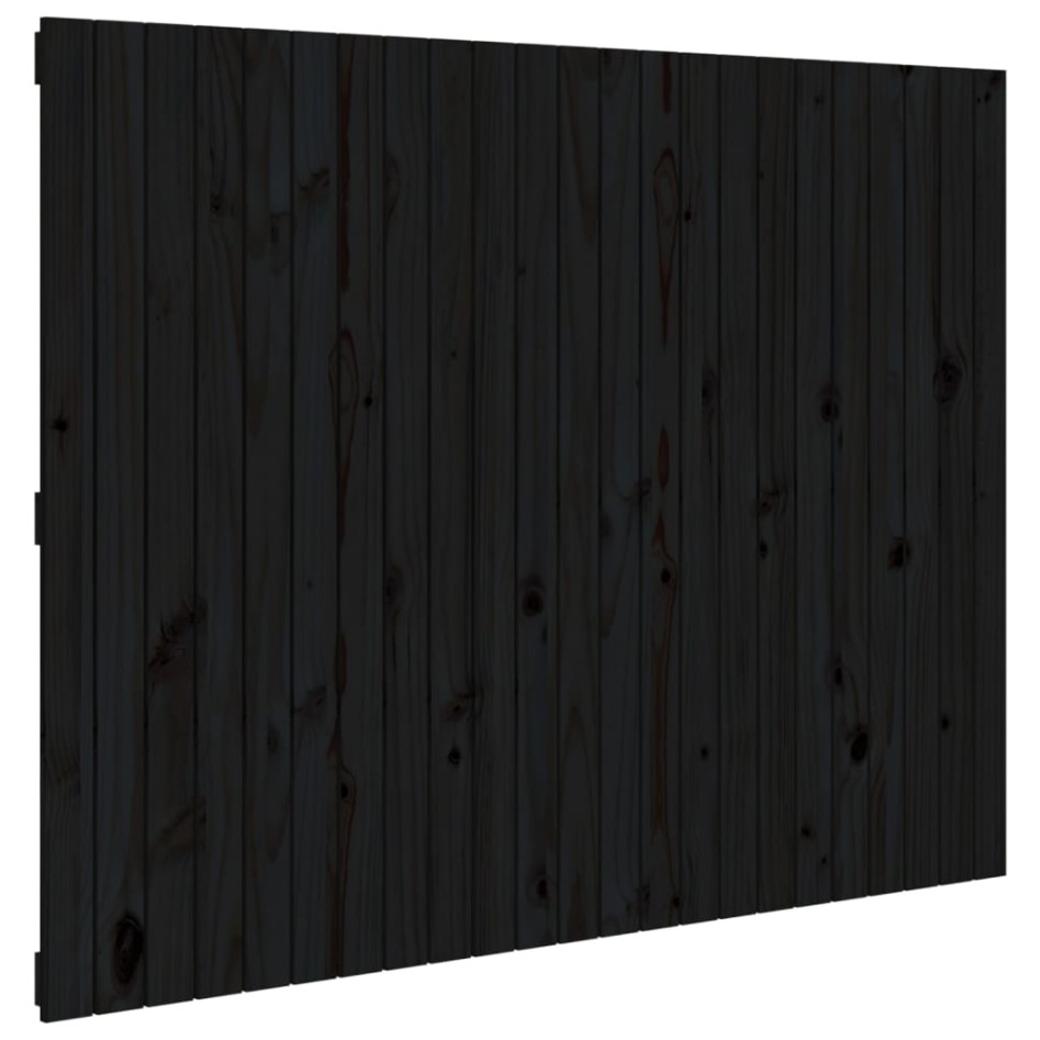 Cabecero de cama pared madera maciza pino negro 146,5x3x110