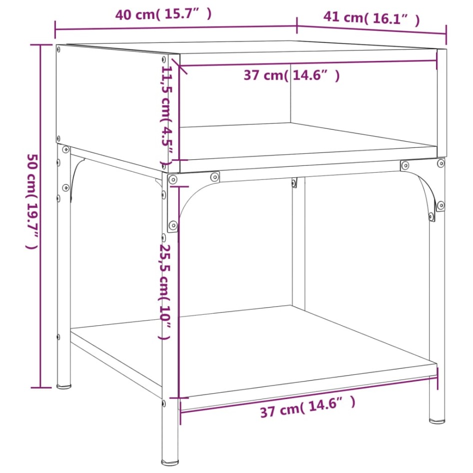 Mesitas noche 2 uds madera ingeniería roble ahumado 40x41x50