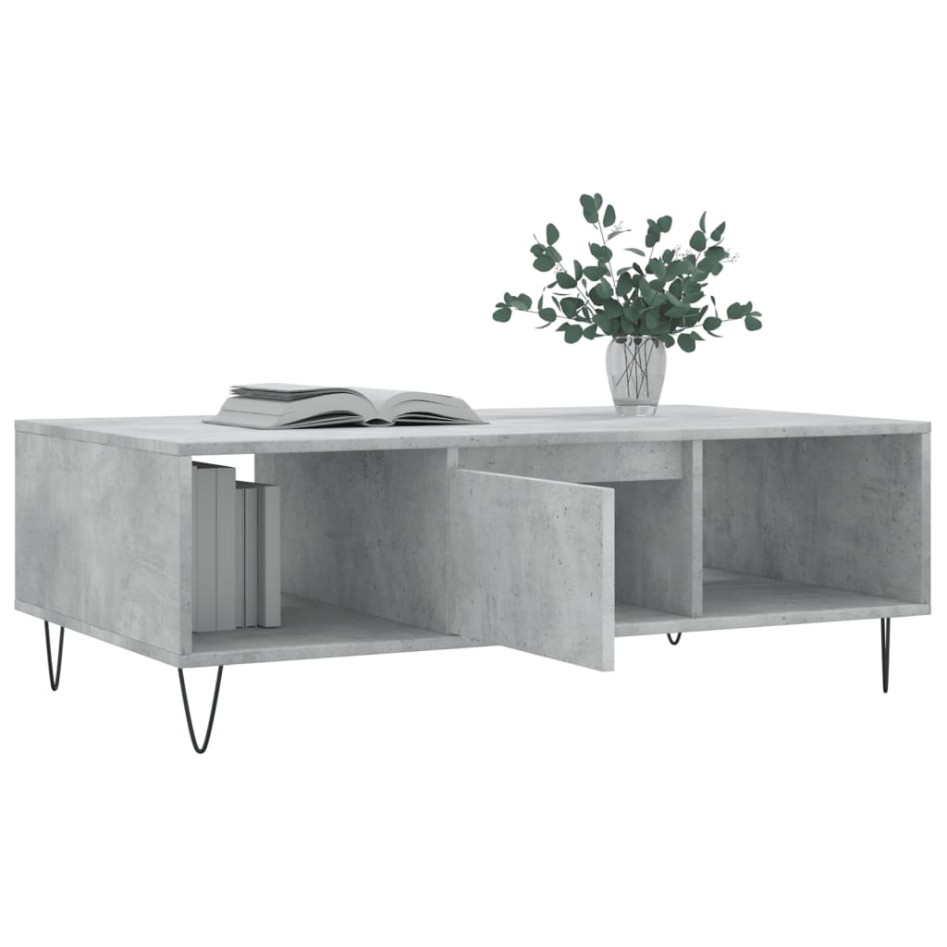 Mesa de centro madera de ingeniería gris hormigón 104x60x35