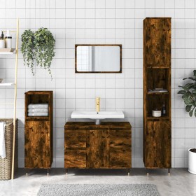 Mueble de baño madera de ingeniería roble ahumado 80x33x60