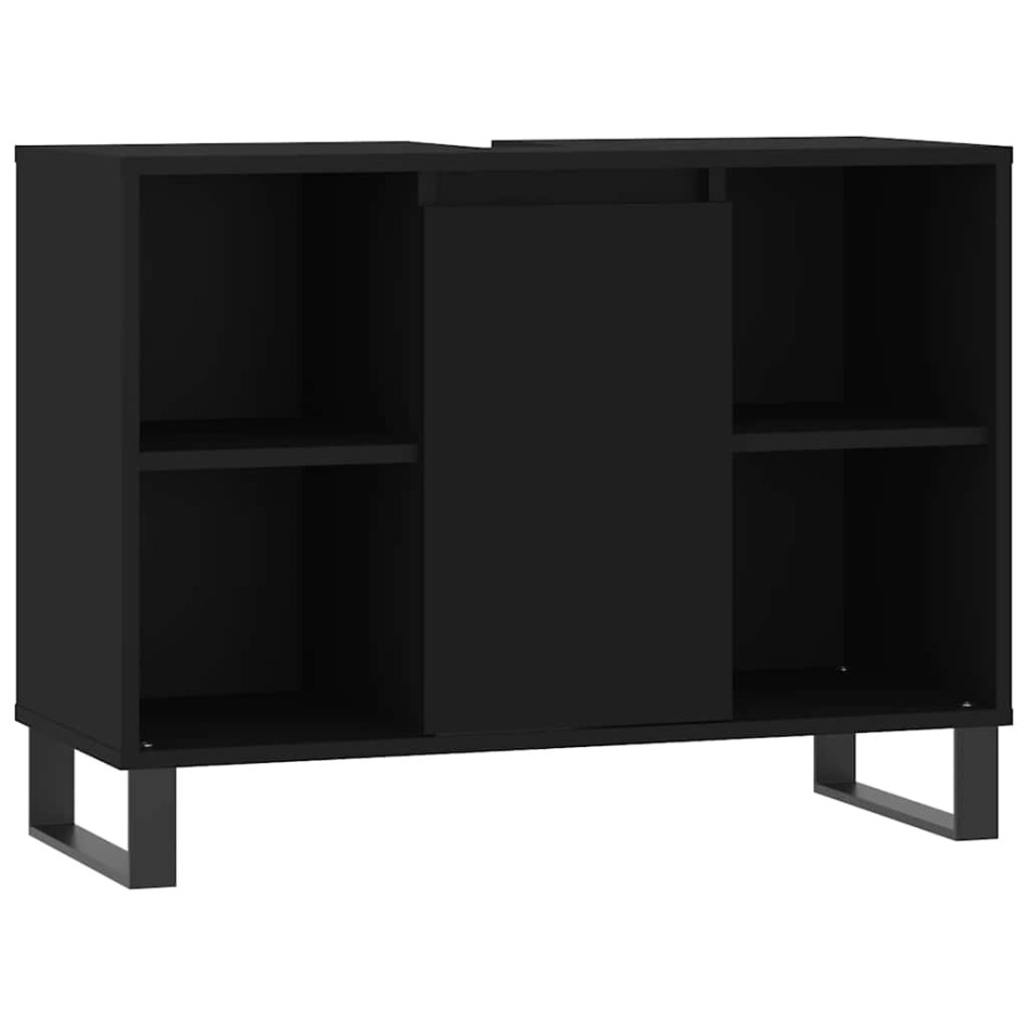 Mueble de baño madera de ingeniería negro 80x33x60