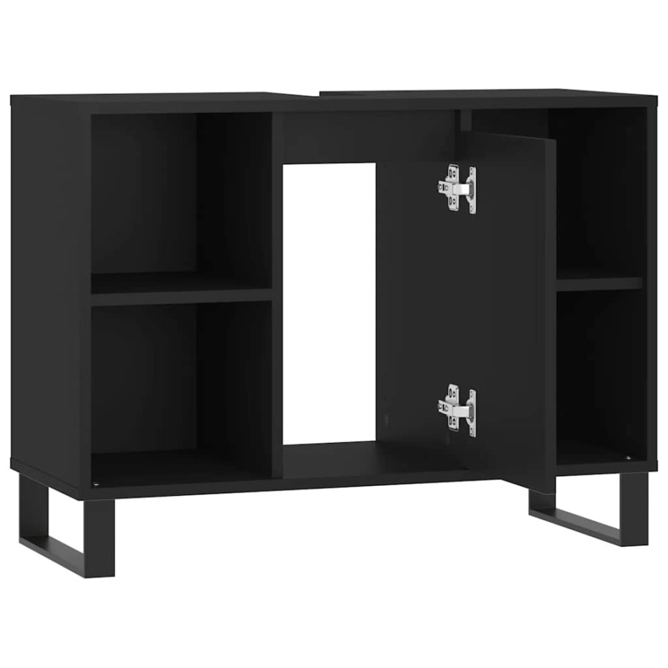 Mueble de baño madera de ingeniería negro 80x33x60
