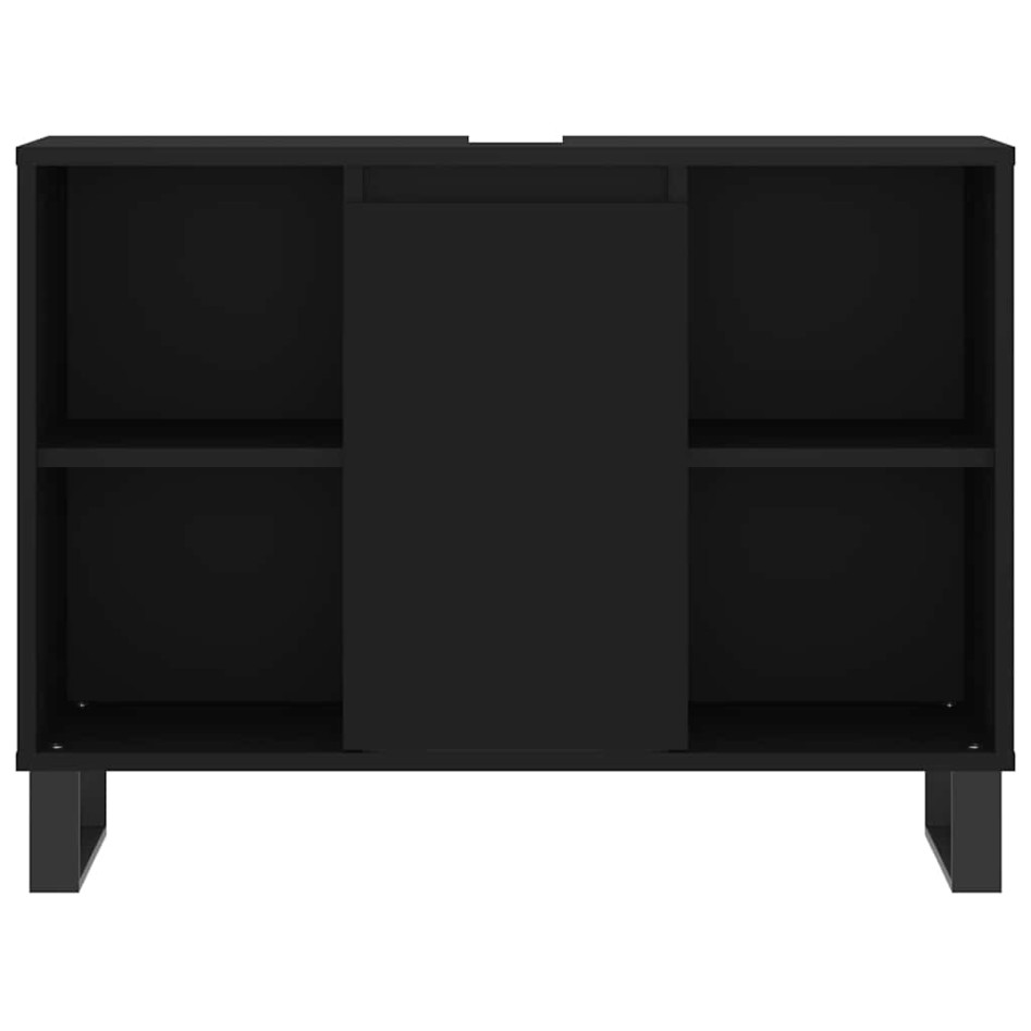 Mueble de baño madera de ingeniería negro 80x33x60
