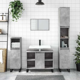 Mueble de baño madera de ingeniería gris hormigón 80x33x60