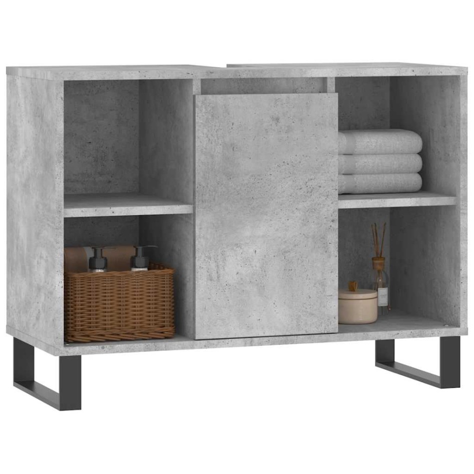 Mueble de baño madera de ingeniería gris hormigón 80x33x60