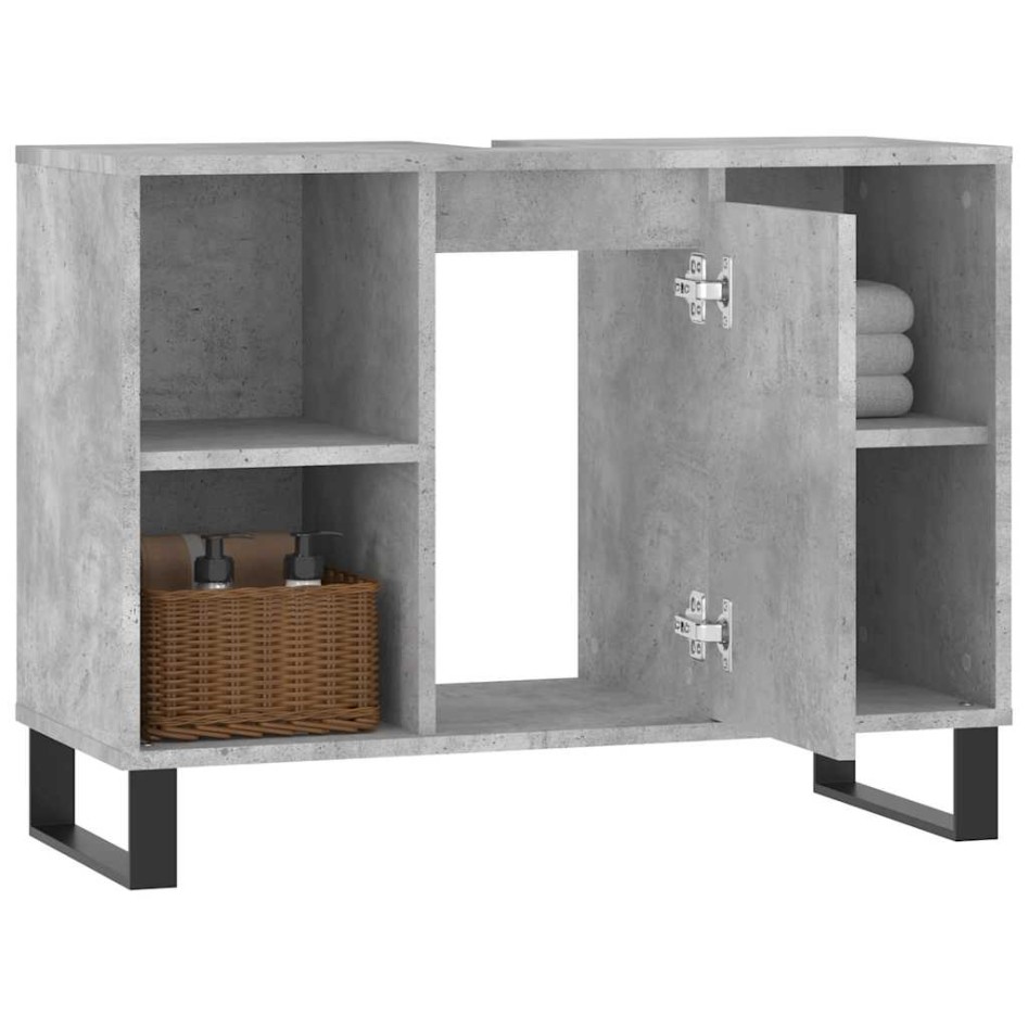 Mueble de baño madera de ingeniería gris hormigón 80x33x60