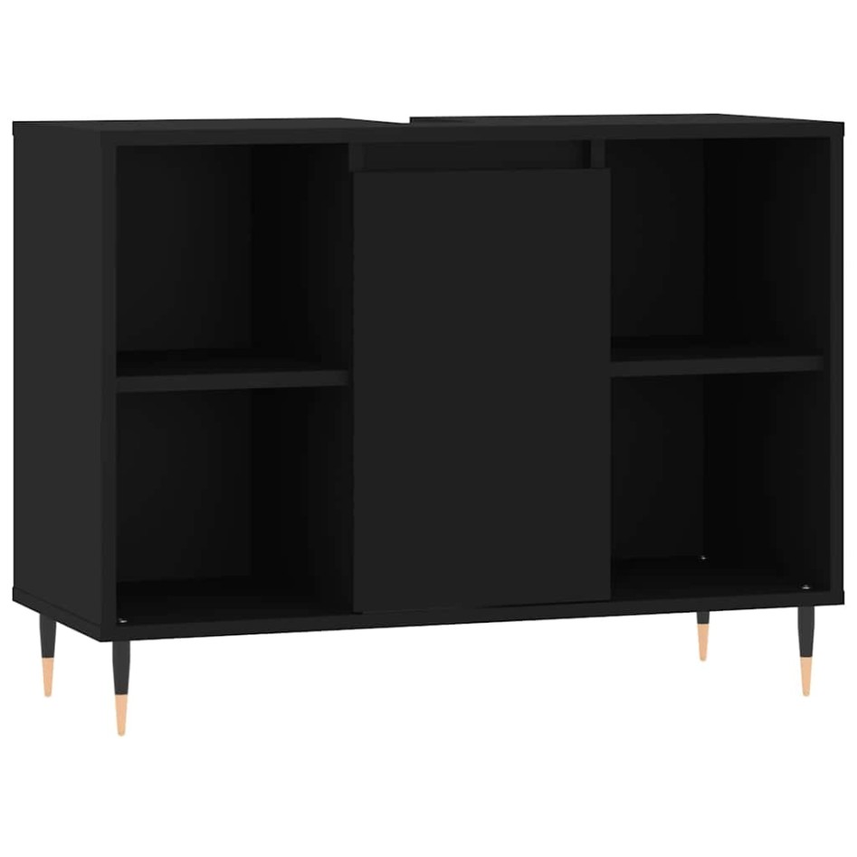 Mueble de baño madera de ingeniería negro 80x33x60