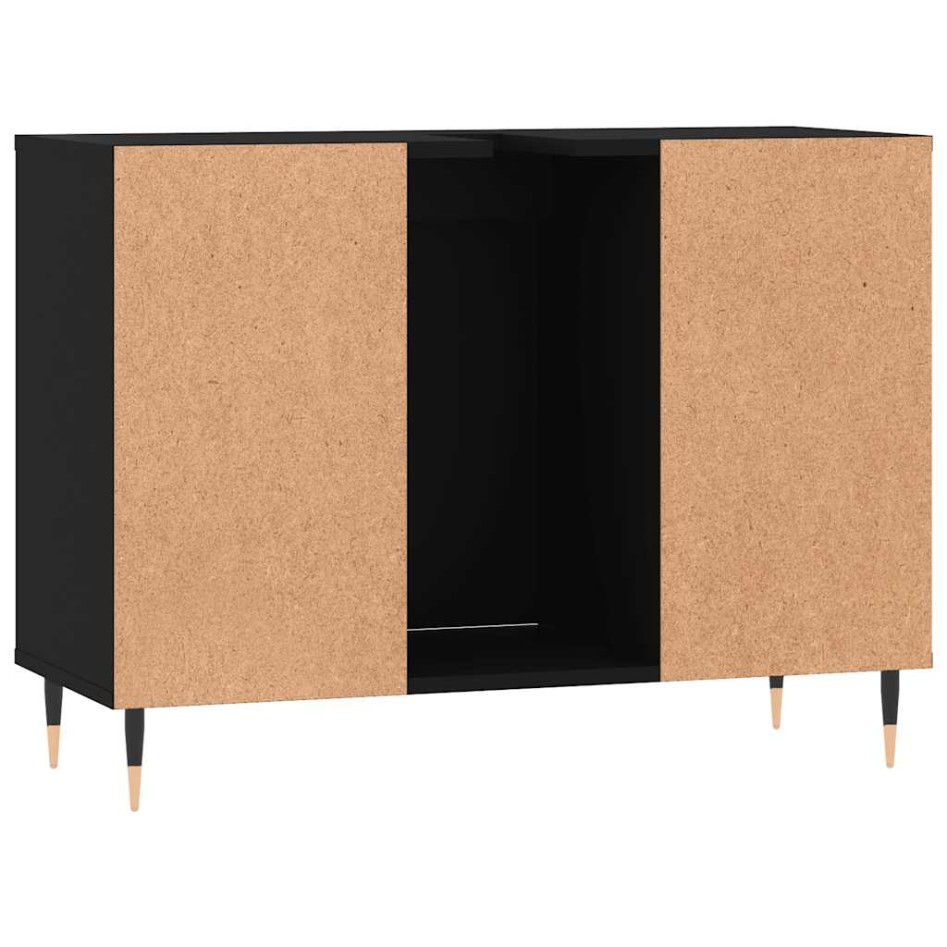 Mueble de baño madera de ingeniería negro 80x33x60