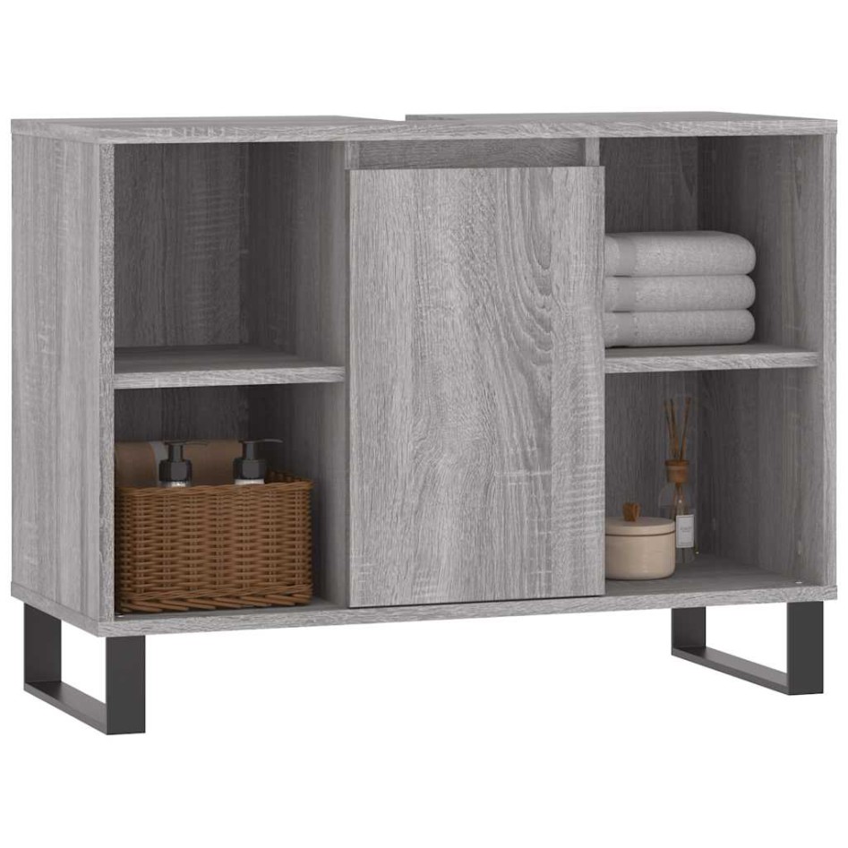 Mueble de baño madera de ingeniería gris Sonoma 80x33x60