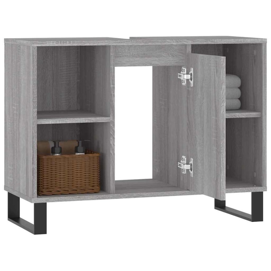 Mueble de baño madera de ingeniería gris Sonoma 80x33x60