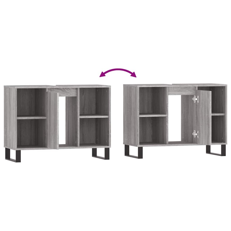 Mueble de baño madera de ingeniería gris Sonoma 80x33x60