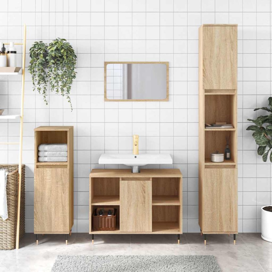 Mueble de baño madera de ingeniería roble Sonoma 80x33x60