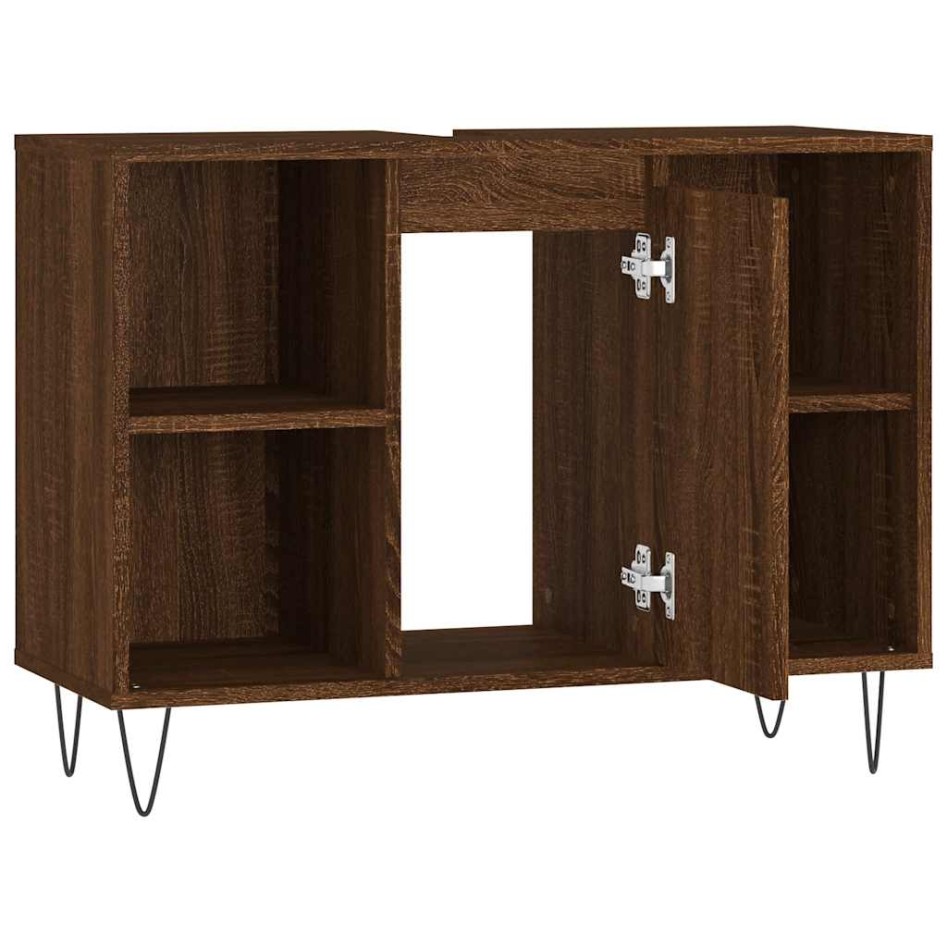 Mueble de baño madera de ingeniería roble marrón 80x33x60