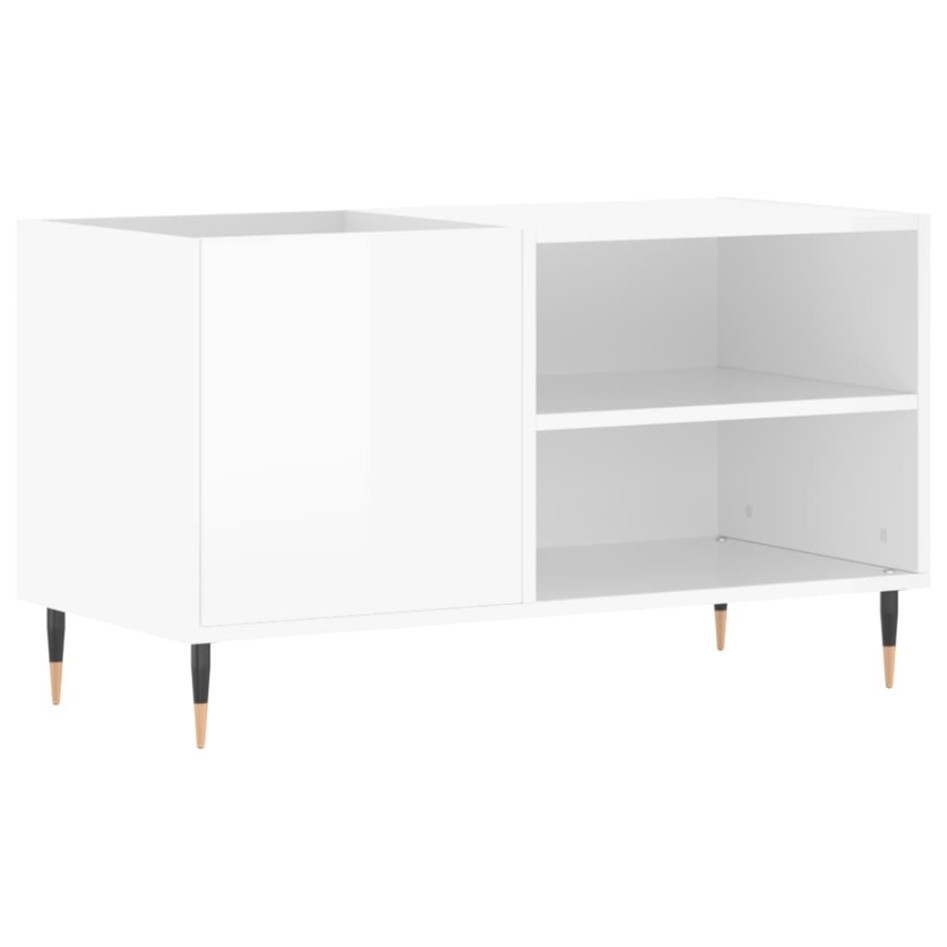 Mueble de discos madera de ingeniería blanco brillo 85x38x48