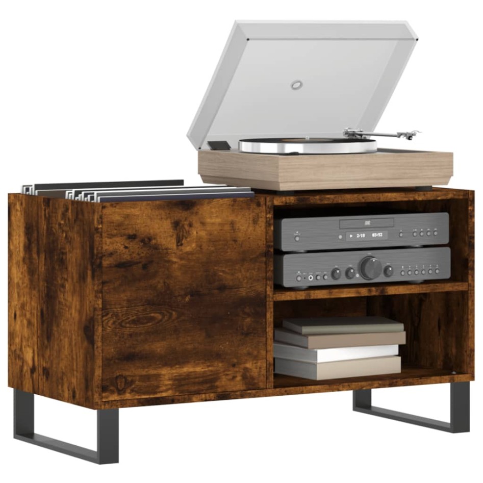 Mueble de discos madera de ingeniería roble ahumado 85x38x48