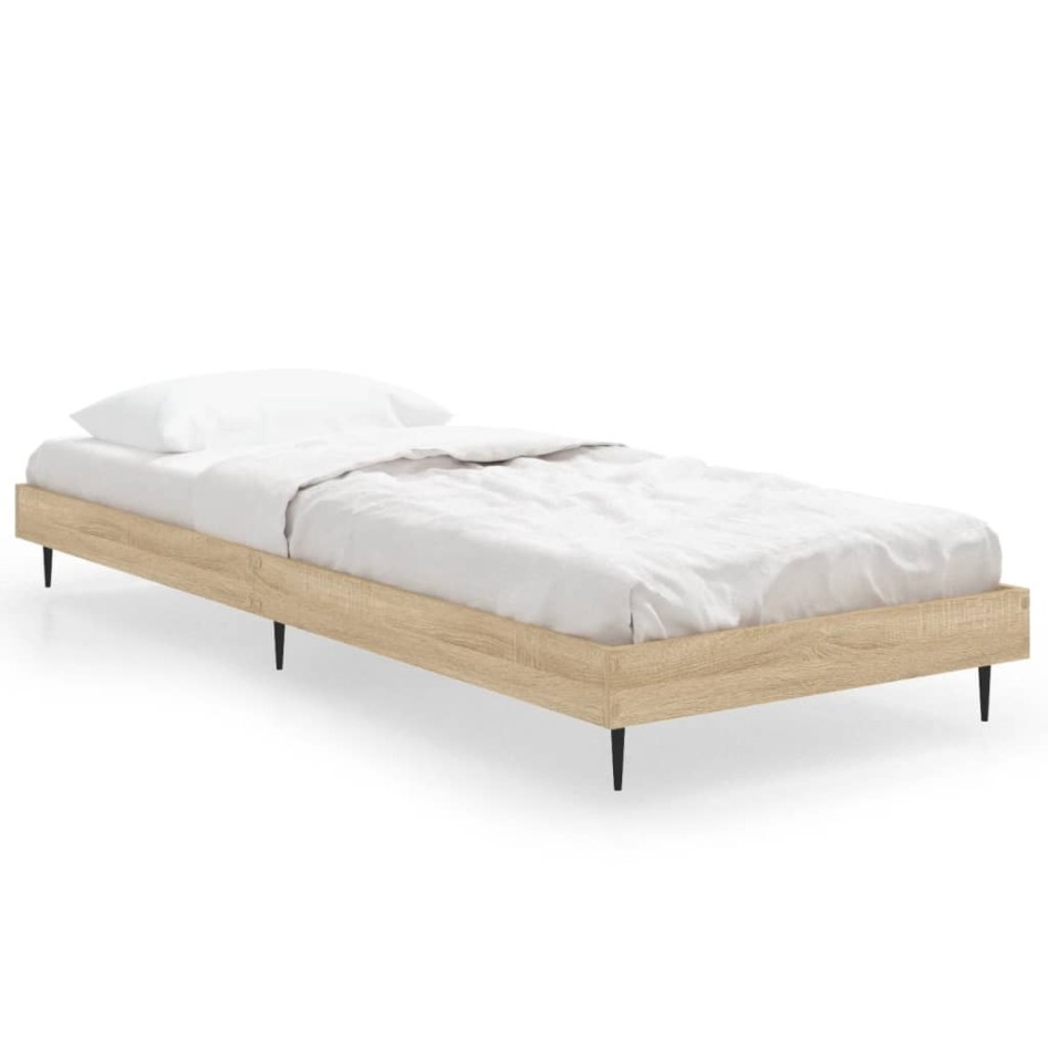 Estructura de cama sin colchón madera roble Sonoma 75x190