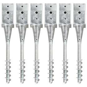 Picas de tierra 6 uds acero galvanizado plateado 8x8x57