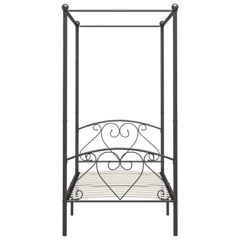 Estructura de cama con dosel metal gris 100x200