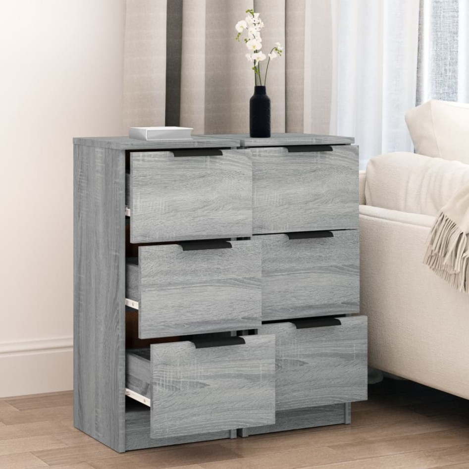 Aparadores 2 uds madera contrachapada gris Sonoma 30x30x70