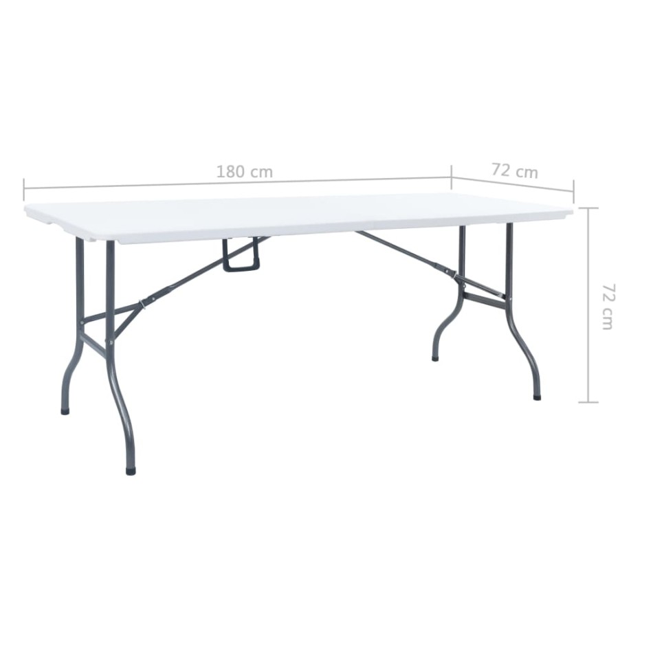 Mesa de jardín plegable HDPE blanco 180x72x72