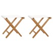 Sillas plegables 2 uds madera maciza de teca tela blanco crema