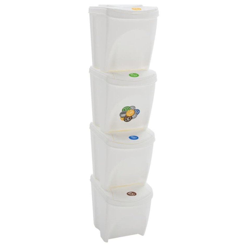 Cubos de basura apilables 4 uds polipropileno blanco 100