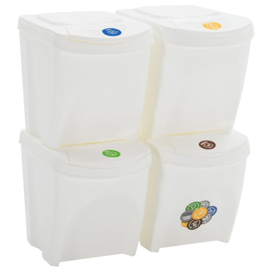 Cubos de basura apilables 4 uds polipropileno blanco 100