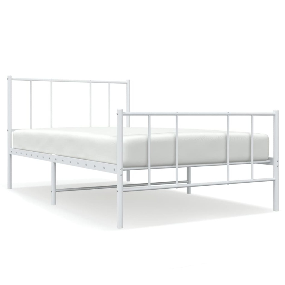 Estructura cama sin colchón con estribo metal blanco 75x190