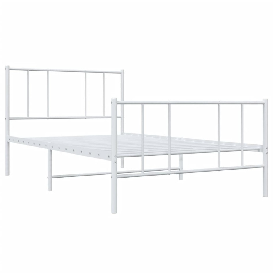 Estructura cama sin colchón con estribo metal blanco 75x190