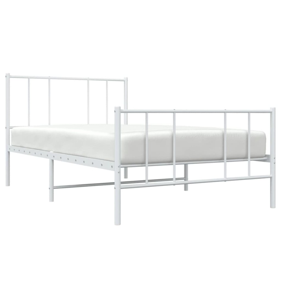 Estructura cama sin colchón con estribo metal blanco 75x190