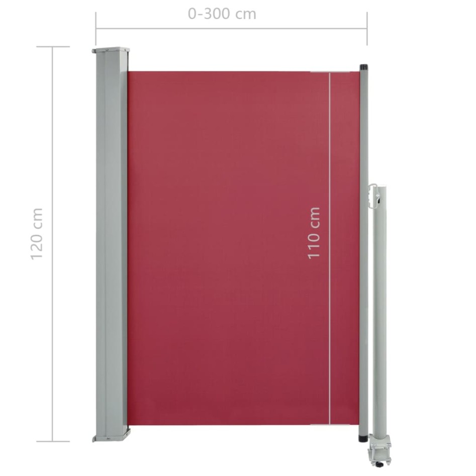 Toldo lateral retráctil de jardín rojo 120x300