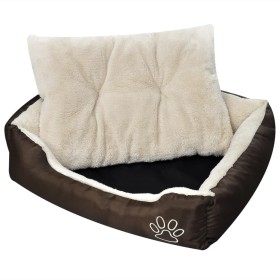 Cama para perros marrón y beige