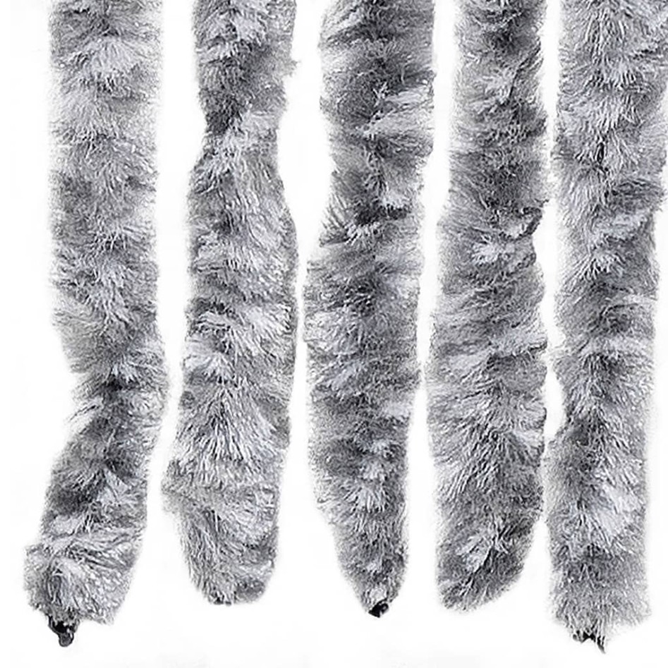 Cortina mosquitera de chenilla blanca y gris 90x200