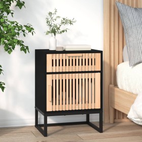 Mesita noche hierro y madera contrachapada negro 40x30x55,5