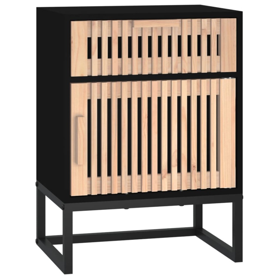 Mesita noche hierro y madera contrachapada negro 40x30x55,5