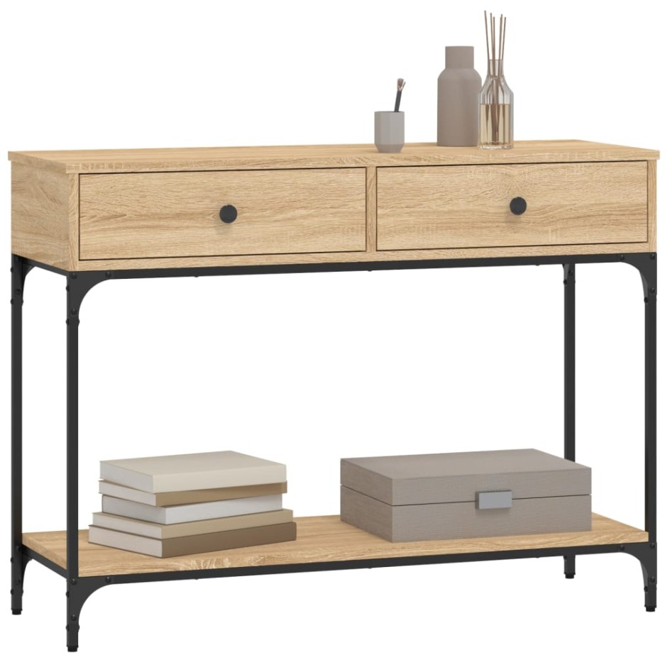 Mesa consola madera de ingeniería roble Sonoma 100x34,5x75