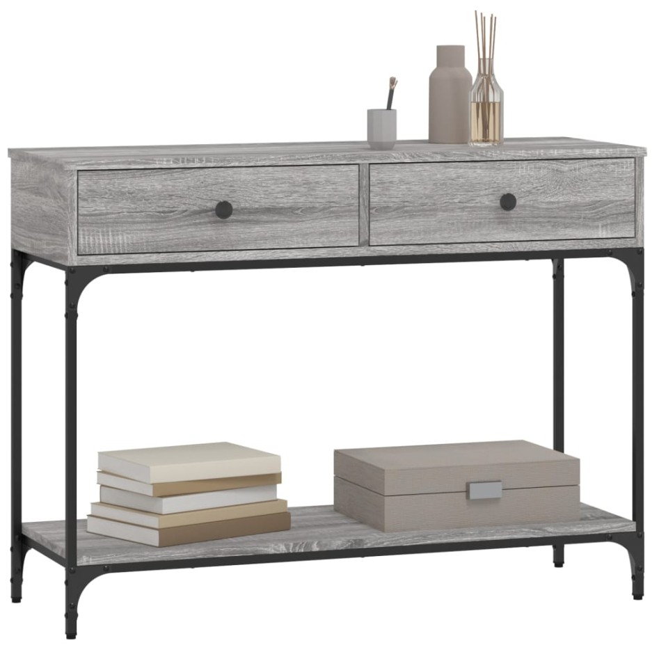 Mesa consola madera de ingeniería gris Sonoma 100x34,5x75