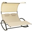 Tumbona doble con toldo textilene color crema