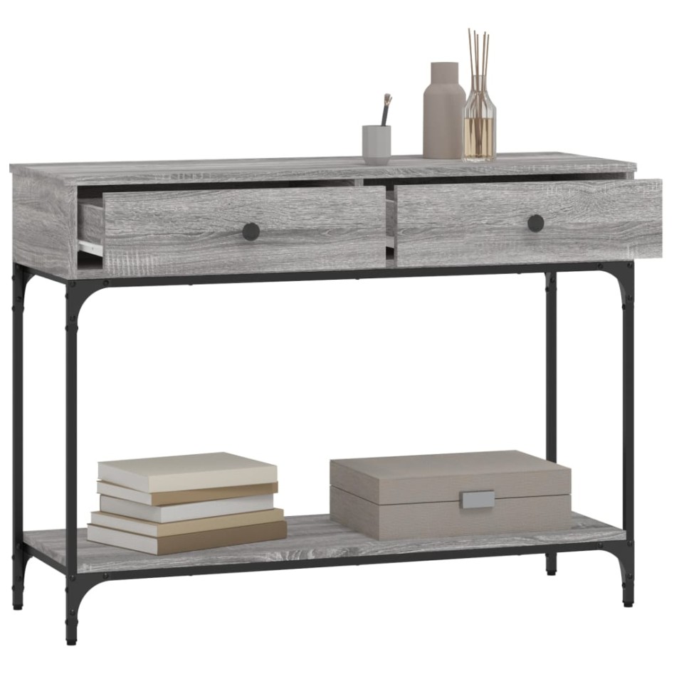 Mesa consola madera de ingeniería gris Sonoma 100x34,5x75
