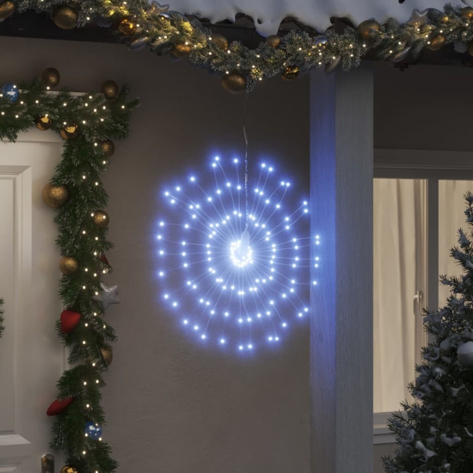 Luces de Navidad de estrellas 8 uds 140 LED blanco frío 17