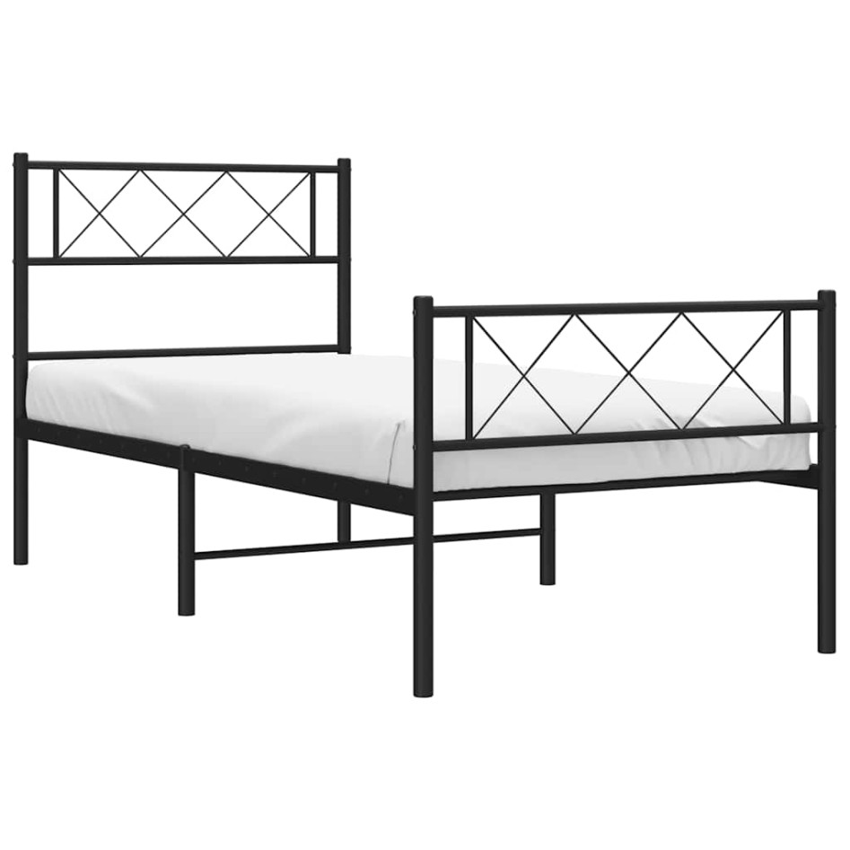 Estructura cama sin colchón con estribo metal negro 100x200