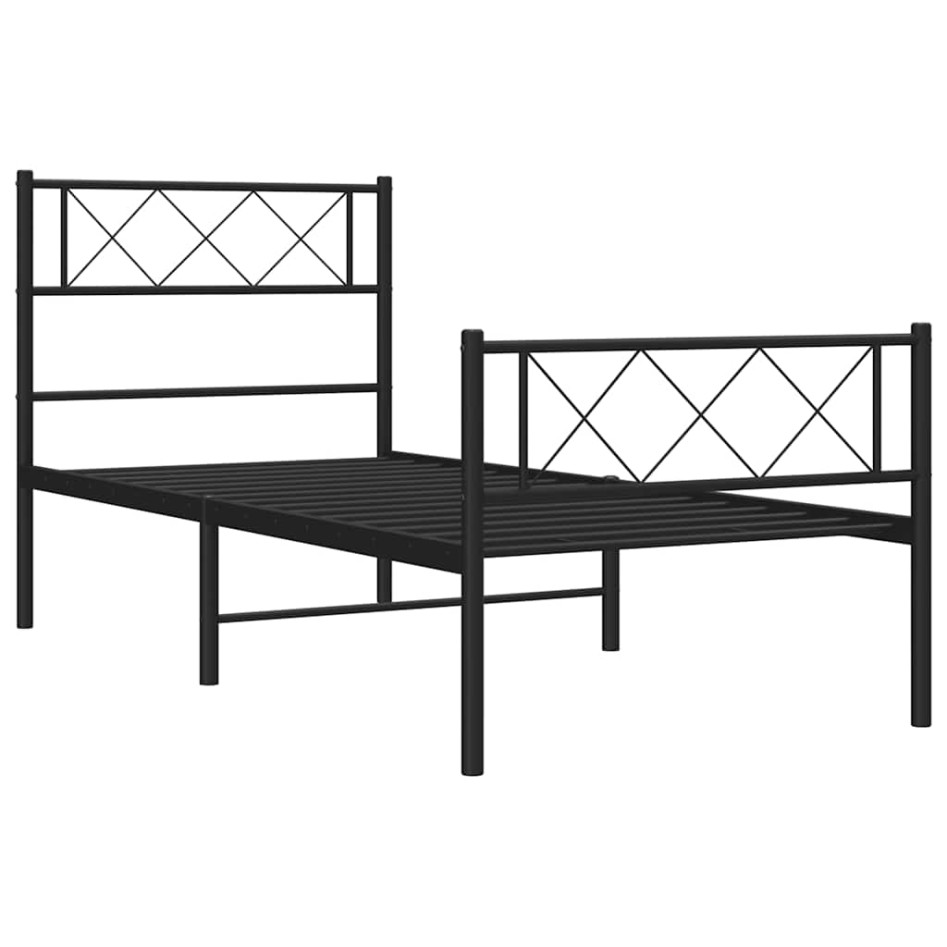 Estructura cama sin colchón con estribo metal negro 100x200