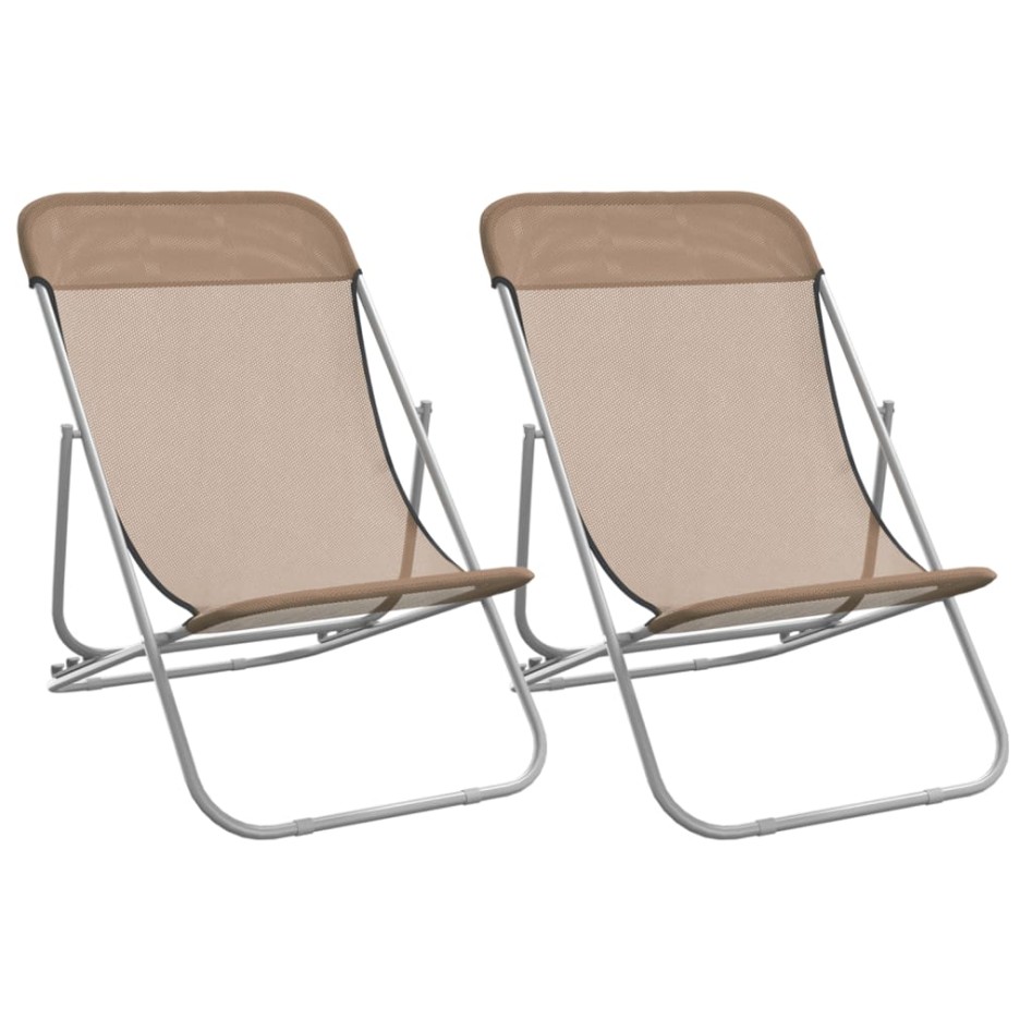 Silla de playa plegable 2 uds acero recubierto textilene