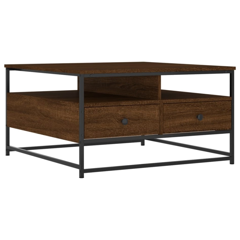 Mesa de centro madera de ingeniería roble marrón 80x80x45