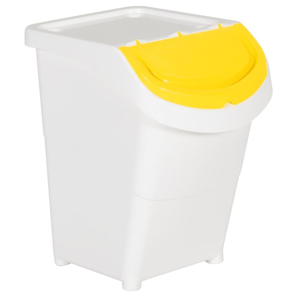 Cubos de basura apilables con tapa 3 uds PP blanco 120