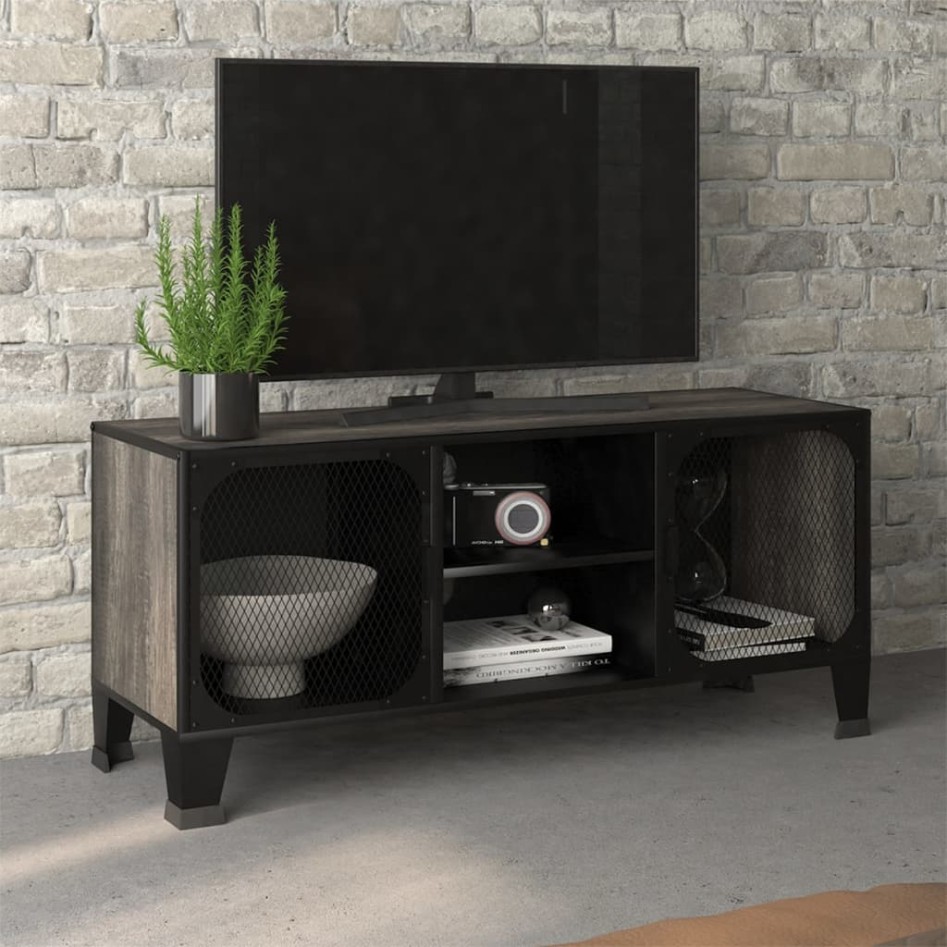 Mueble de TV metal y MDF gris 105x36x47