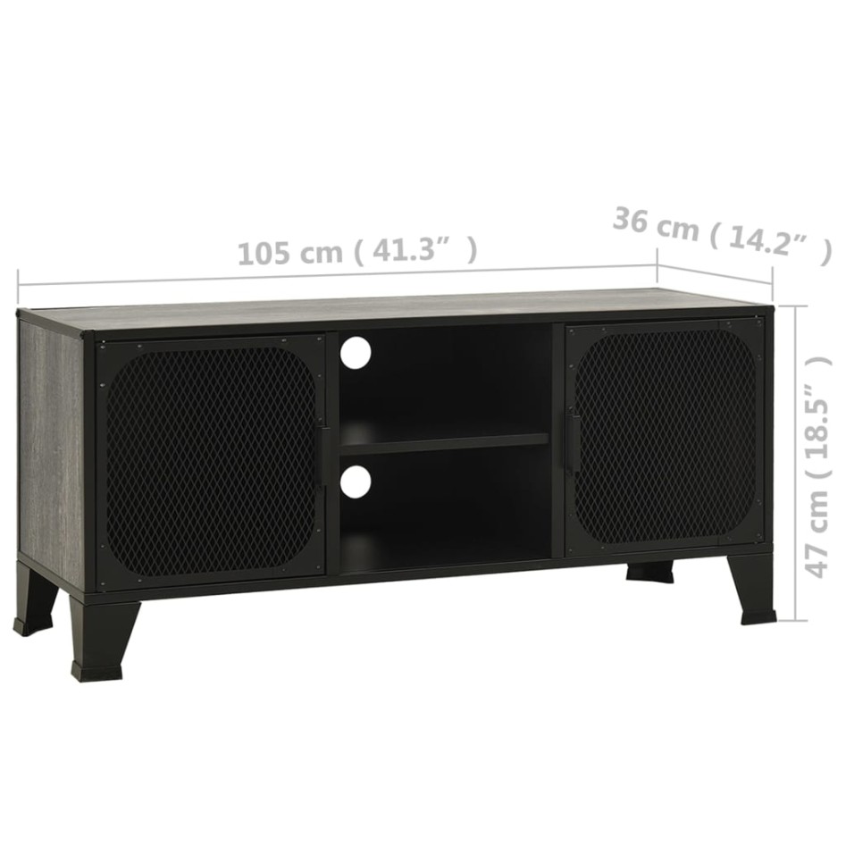 Mueble de TV metal y MDF gris 105x36x47