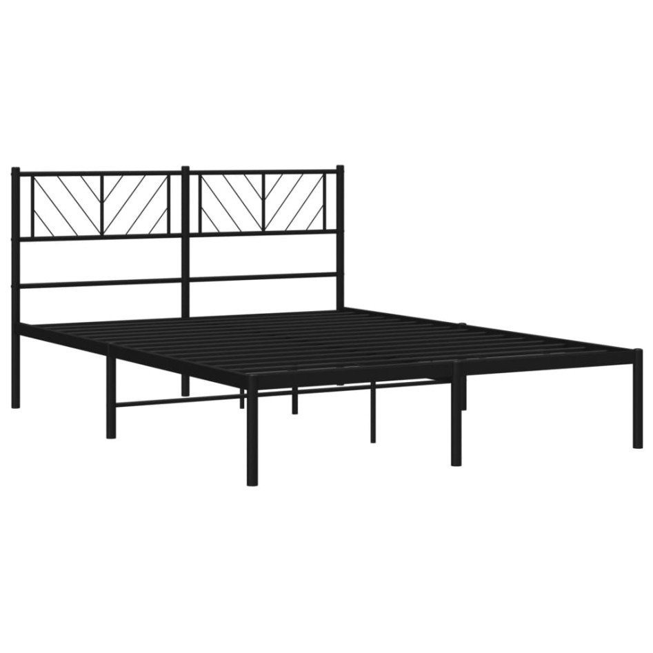 Estructura cama sin colchón con cabecero metal negro 140x200