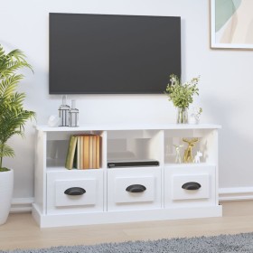 Mueble de TV madera contrachapada blanco brillo 100x35x50