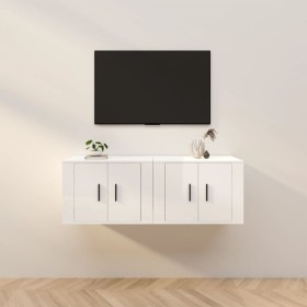 Muebles para TV de pared 2 uds blanco brillante 57x34,5x40